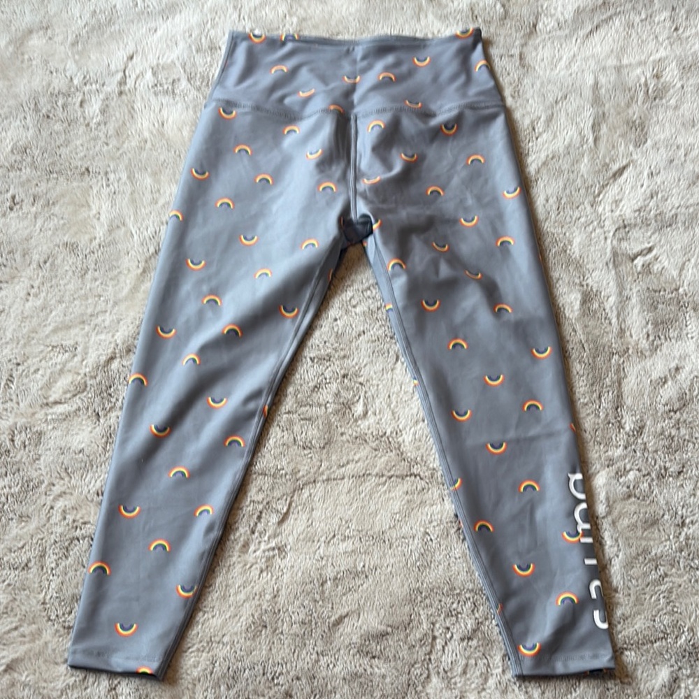 Beyond Yoga leggings with Barre3 logo